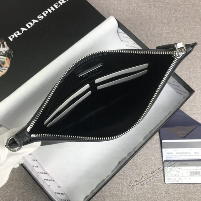 prada手包 普拉達十字紋牛皮手拿包 2NG005 PRADA經典熱賣男士手包  pyd2257